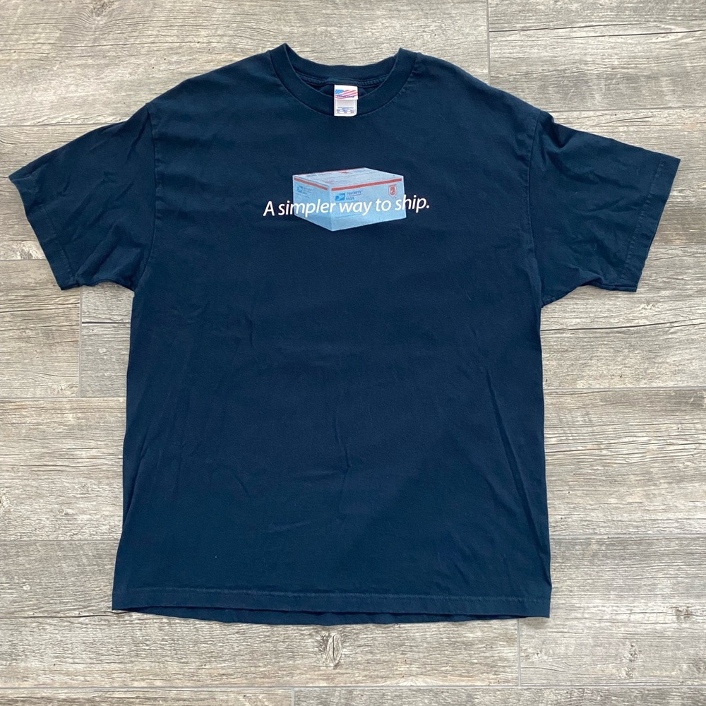 Vintage 2004 Murina USPS Flat Rate Priority Mail Boxes Promo Blue T-Shirt XL